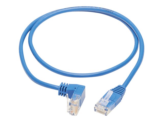 Tripp Lite Down-Angle Cat6 Gigabit Molded Slim UTP Ethernet Cable (RJ45 Right-Angle Down M to RJ45 M), Blue, 2 ft. - patch cable - 61 cm - blue