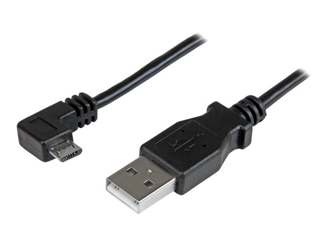 StarTech Right Angle Micro USB Cable - 1 ft / 0.5m - 90 degree - USB Cord - USB Charger Cable - USB to Micro USB Cable (USBAUB50CMRA) - USB cable - Micro-USB Type B (M) right-angled to USB (M) - USB 2.0 - 50 cm - black - for P/N: USB2PCARBK, USB2PCARBKS,