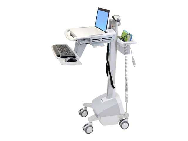 Ergotron StyleView EMR Laptop Cart, LiFe Powered - Cart - for notebook / PC equipment - plastic, aluminium, zinc-plated steel - grey, white, polished aluminium - screen size: up to 17.3"