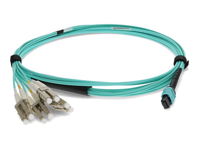 AddOn - Fanout cable - MPO/PC multi-mode (F) to LC/PC multi-mode (M) - 2 m - fibre optic - 50 micron - OM4 - halogen-free - aqua