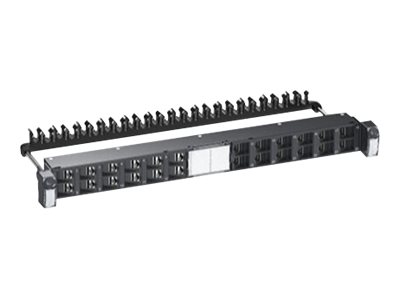 Schneider Actassi 19-C Patch Panel Flat - Patch panel with cable management - rack mountable - CAT 6a - STP - RJ-45 X 24 - dark grey, RAL 7016 - 1U - 19"
