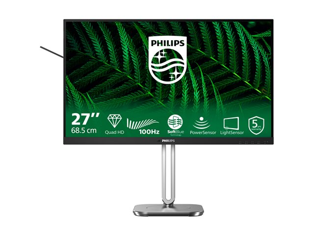 Philips 27B2G5500 - LED monitor - 27" - 2560 x 1440 QHD @ 100 Hz - IPS - 1500:1 - speakers - silver, charcoal