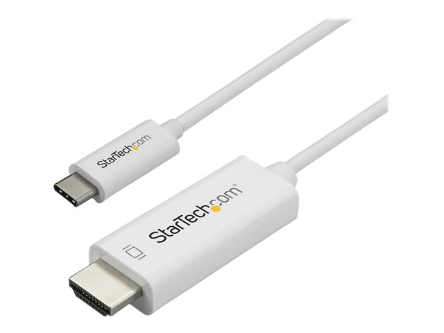 StarTech.com 6ft (2m) USB C to HDMI Cable, 4K 60Hz USB Type C to HDMI 2.0 Video Adapter Cable, Thunderbolt 3 Compatible, Laptop to HDMI Monitor/Display, DP 1.2 Alt Mode HBR2 Cable, White - 4K USB-C Video Cable (CDP2HD2MWNL) - external video adapter - VL10