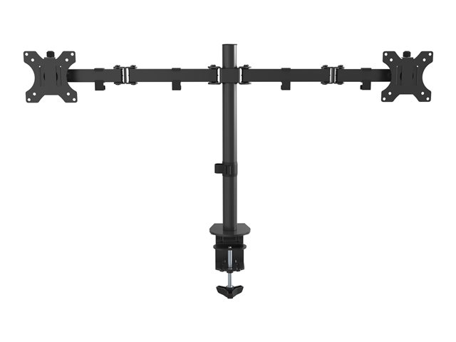 Monitor desk post mount - fits display 13 to 27" with VESA sizes 75 x 75 or 100 x 100 - 2 part arms - rotate - quick-release - swivel tilt - clamp or grommet - post height 465 mm - max between screen centres 790 mm - matt black