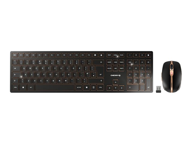 CHERRY DW 9100 SLIM - Keyboard and mouse set - wireless - 2.4 GHz, Bluetooth 4.2 - QWERTY - UK - key switch: CHERRY SX - black/bronze