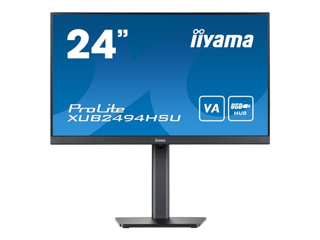 iiyama ProLite XUB2494HSU-B2 - LED monitor - 24" (23.8" viewable) - 1920 x 1080 Full HD (1080p) @ 75 Hz - VA - 250 cd/mï¿½ - 3000:1 - 4 ms - HDMI, DisplayPort - speakers - matte black