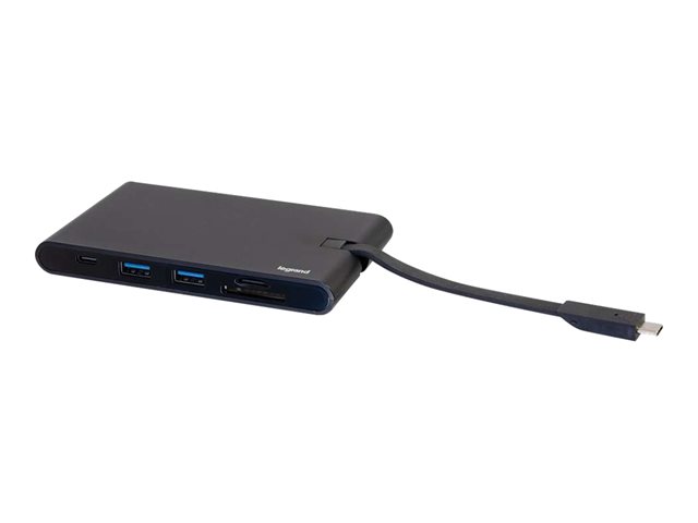 Legrand USB-C All-in-One Travel Dock with 4K HDMI, VGA, Ethernet, USB, SD Card Reader and Power Delivery - docking station - USB-C 3.1 / Thunderbolt 3 - VGA, HDMI - 1GbE