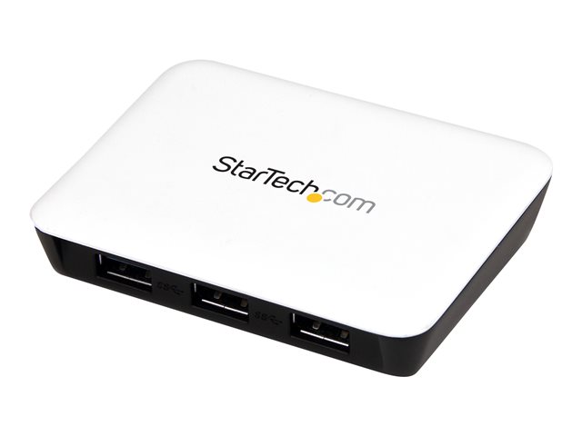 Startech USB 3.0 to Gigabit Ethernet NIC Network Adapter with 3 Port Hub - White - USB 3 Ethernet Adapter - USB Charging Hub (ST3300U3S) - Hub - 3 x SuperSpeed USB 3.0 + 1 x 10/100/1000 - desktop
