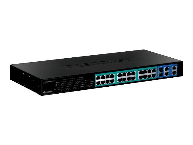 24X10/100 WEB SMART POE SWITCH W/ 4X GB PORT AND 2 MINI-GBIC