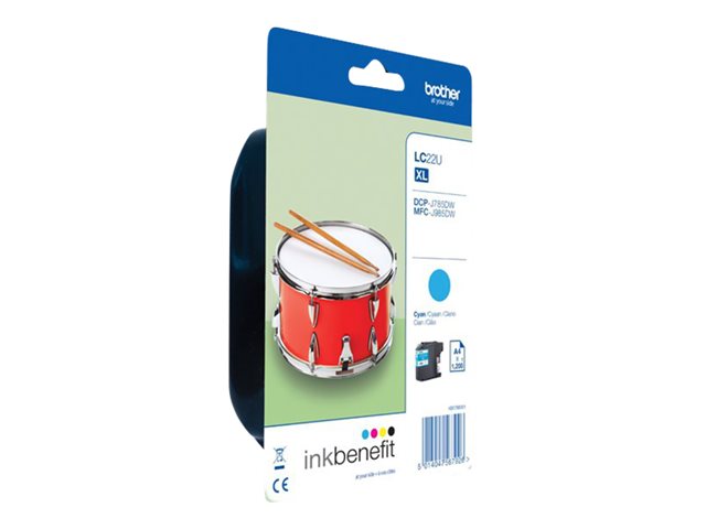 Brother LC22UC - XL - cyan - original - ink cartridge - for Brother DCP-J785DW, DCP-J785DWXL, MFC-J985DW