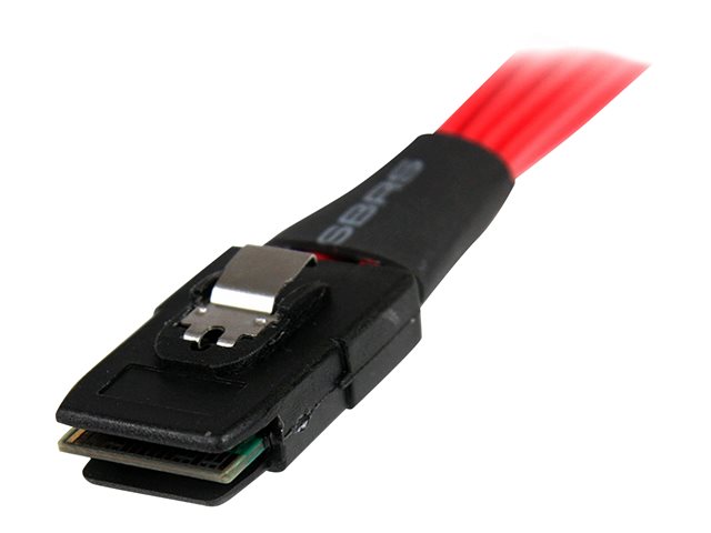 StarTech 1m Serial Attached SCSI SAS Cable - SFF-8087 to 4x Latching SATA SAS cable (SAS8087S4100) - SATA / SAS cable - Serial ATA 150/300/600 - 4-Lane - SATA (R) to 36 pin 4i Mini MultiLane (P) - 1 m - latched - red