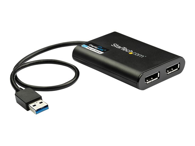 StarTech USB 3.0 to Dual DisplayPort Adapter 4K 60Hz, DisplayLink Certified, Video Converter with External Graphics Card - Mac & PC (USB32DP24K60) - DisplayPort adapter - USB Type A (M) to DisplayPort (F) - USB 3.0 - 30 cm - 4K60Hz (4096 x 2160) support -