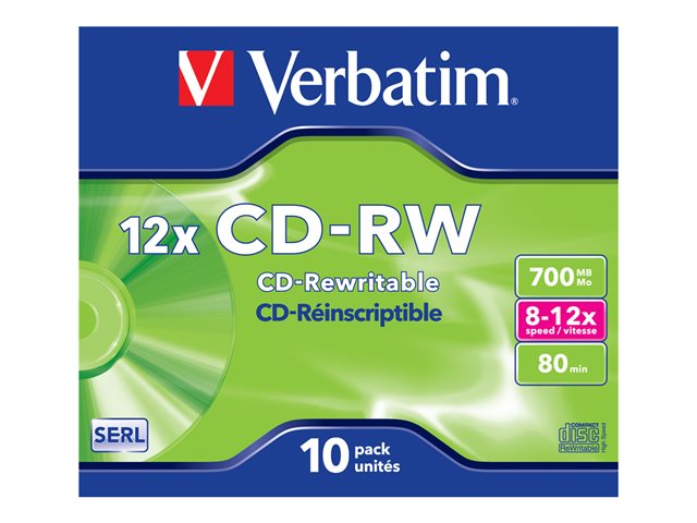 CDRW 80MIN 700MB 10XSPEED 10PK SCATCH RESISTANT