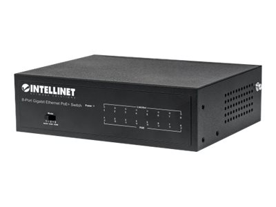 Intellinet 8-Port Gigabit Ethernet PoE+ Switch, IEEE 802.3at/af Power over Ethernet (PoE+/PoE) Compliant, 60 W, Desktop, Box - switch - 8 ports