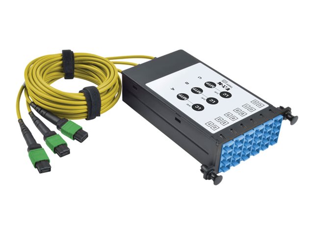 Eaton Tripp Lite Series Fiber Breakout Cassette w/Built-In MTP Cables, 9/125 40 GB to 10 GB, (x3) 8-Fiber Singlemode MTP/MPO to (x12) LC Duplex - fibre optic cassette