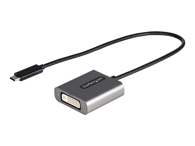 StarTech USB C to DVI Adapter, 1920x1200p, USB-C to DVI-D Adapter, USB Type C to DVI Monitor, Video Converter, Thunderbolt 3 Compatible, USB-C to DVI Dongle, 12" Long Attached Cable - USB C Display Adapter (CDP2DVIEC) - Adapter - single link - USB-C (M) t