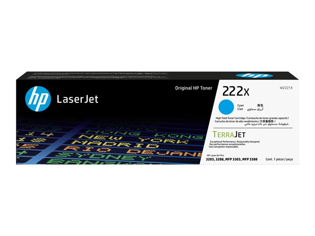 HP 222X HIGH YIELD CYAN ORIGINAL LASERJET TONER CARTRID