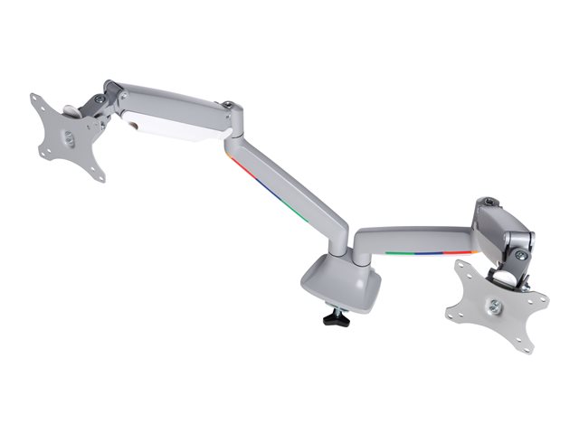 Kensington SmartFit One-Touch Dual Monitor Arm - Mounting kit - adjustable arm - for 2 monitors - metal - silver grey - screen size: 13"-32" - C-clamp, grommet, desk-mountable