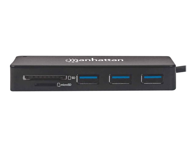 USB-A 3-PORT HUB/READER USB 3.0 BUS POWER BLACK