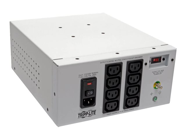 Eaton Tripp Lite Series Isolator Series Dual-Voltage 115/230V 1000W 60601-1 Medical-Grade Isolation Transformer, C14 Inlet, 8 C13 Outlets - transformer - 1000 Watt - 1000 VA