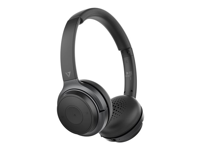 V7 BT STEREO ON EAR WRLS HDSET NC BOOM MIC USB DONGLE BLK