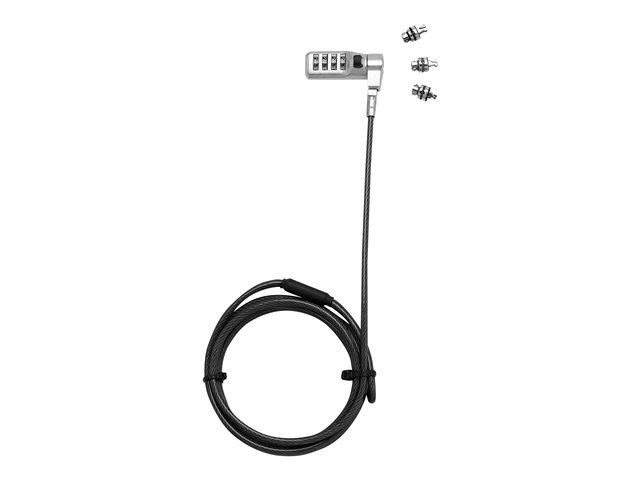 Universal Security Cable Lock, 3 Exchangeable heads fits all slots, preset code