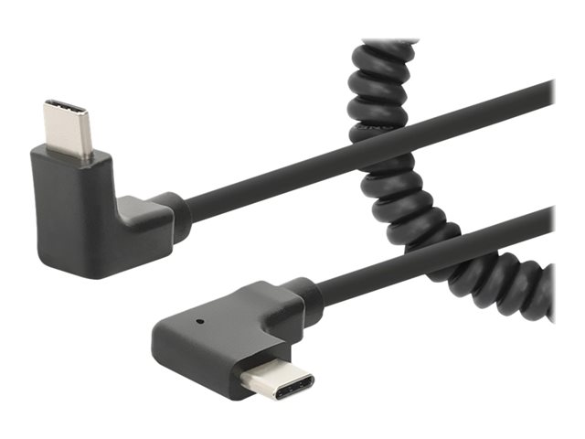 USB-C TO USB-C CABLE CURLY 1M- MALE/MALE BLACK USB 2.0