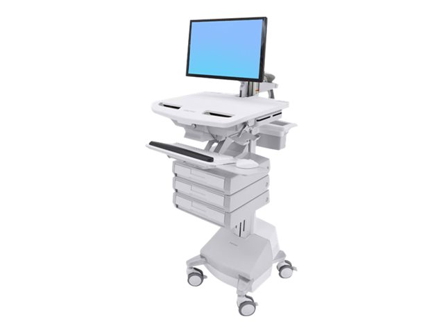 Ergotron StyleView Cart with LCD Arm, SLA Powered, 3 Drawers - Cart - open architecture - for LCD display / PC equipment - lockable - aluminium, zinc-plated steel, high-grade plastic - screen size: up to 24" - 66 Ah - Lead Acid - TAA Compliant