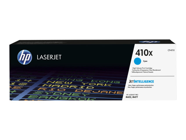 HP 410X - High Yield - cyan - original - LaserJet - toner cartridge (CF411X) - for Color LaserJet Pro M452, MFP M377, MFP M477