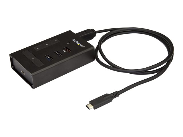 StarTech.com 4 Port USB C Hub - USB Type-C to 1x USB-C/3x USB-A - Commercial Metal USB 3.0 Hub - SuperSpeed 5Gbps USB 3.1/3.2 Gen 1 - Self Powered - BC1.2 Fast Charge - Mountable/Rugged (HB30C3A1CST) - hub - 4 ports