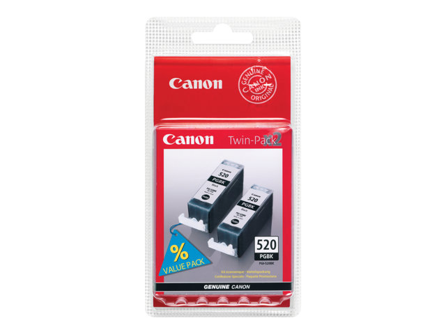 Canon PGI-520 PGBK - 2932B012 - 1 x Black - Twinpack - Ink tank - For PIXMA iP3600,iP4700,MP540,MP550,MP560,MP620,MP630,MP640,MP980,MP990,MX860,MX870