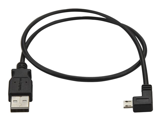 StarTech Left Angle Micro USB Cable - 1 ft / 0.5m - 90 degree - USB Cord - USB Charger Cable - USB to Micro USB Cable (USBAUB50CMLA) - USB cable - Micro-USB Type B (M) left-angled to USB (M) - USB 2.0 - 50 cm - black - for P/N: USB2PCARBK, USB2PCARBKS, US