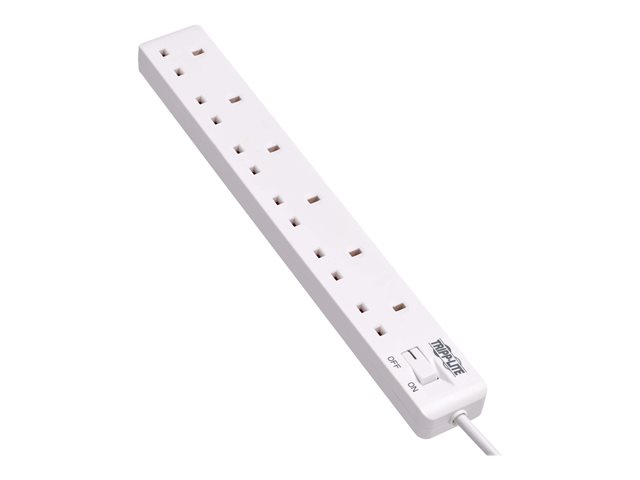Tripp Lite 6-Outlet Power Strip - British BS1363A Outlets, 220-250V AC, 13A, 1.8 m Cord, BS1363A Plug, White - power strip