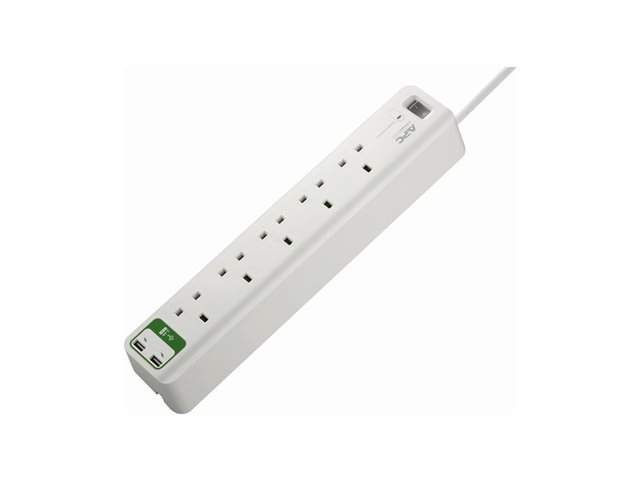 APC SurgeArrest Essential - Surge protector - AC 230 V - output connectors: 7 - United Kingdom - white