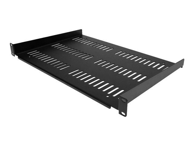 Startech 1U Vented Server Rack Cabinet Shelf, 12in Deep Fixed Cantilever Tray, Rackmount Shelf for 19" AV/Data/Network Equipment Enclosure w/ Cage Nuts & Screws, 55lbs Weight Capacity - 1U Network Rack Shelf - Rack shelf - black - 1U - 19"