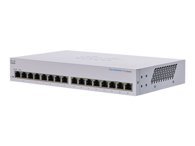 Cisco Business 110 Series 110-16T - Switch - unmanaged - 16 x 10/100/1000 - desktop, rack-mountable, wall-mountable