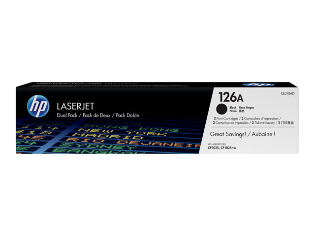HP 126A - 2-pack - black - original - LaserJet - toner cartridge (CE310AD)