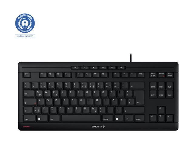 CHERRYSTREAMKEYBOARDTKLCORDED COMPACT BLACK