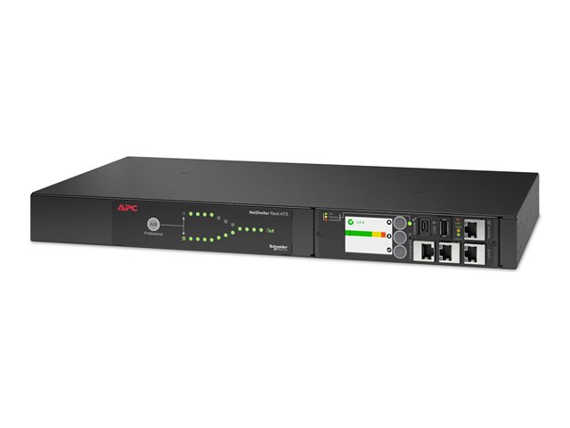 APC Netshelter Rack Automatic Transfer Switch AP4450A - Redundant switch (rack-mountable) - AC 100/120 V - 1440 VA - 1-phase - Ethernet 10/100/1000, USB - output connectors: 10 - 1U - 2.43 m cord - black