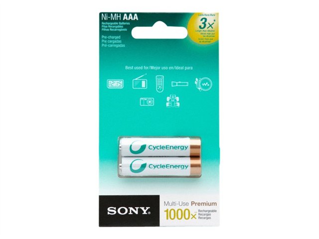NI-MH AAA 800MAH PRE-CHARGED 2PCK. 1000X RECHARGEABLE