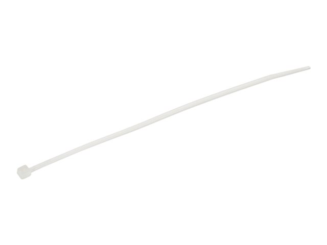 Startech 15cm(6") Cable Ties, 3mm(1/8") wide, 39mm(1-3/8") Bundle Diameter, 18kg(40lb) Tensile Strength, Nylon Self Locking Zip Ties with Curved Tip, 94V-2/UL Listed, 100 Pack, White - Nylon 66 Plastic - TAA (CBMZT6N) - Cable tie - 15.24 cm - white - TAA