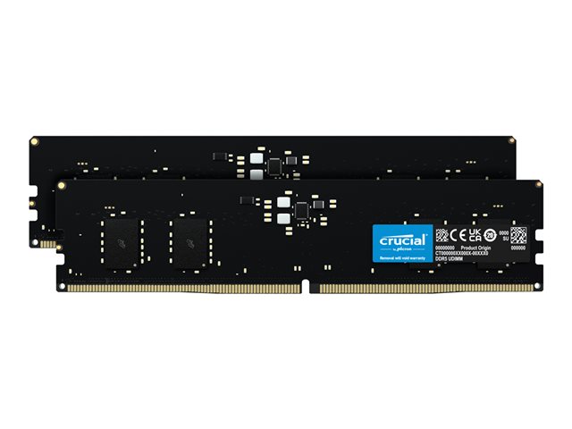 Crucial - DDR5 - kit - 16 GB: 2 x 8 GB - DIMM 288-pin - 5600 MHz / PC5-44800 - CL46 - 1.1 V - unbuffered - on-die ECC - black