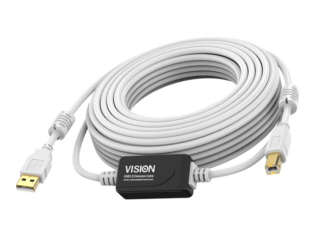 Vision Techconnect - USB cable - USB (M) to USB Type B (M) - USB 2.0 - 15 m - active booster inline - white