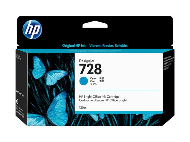 HP 728 - 130 ml - cyan - original - DesignJet - ink cartridge - for DesignJet T730, T830