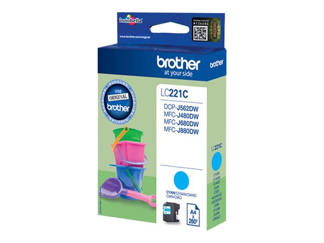 Brother LC221C - Cyan - original - blister - ink cartridge - for Brother DCP-J562DW, MFC-J480DW, MFC-J680DW, MFC-J880DW