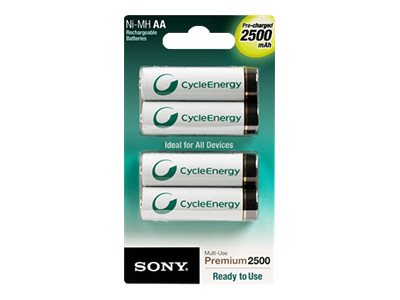 NI-MH AA 2500MAH PRE-CHARGED 4PCK. 1000X RECHARGEABLE