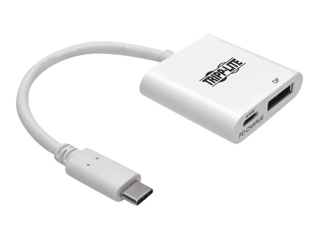 Tripp Lite USB C to DisplayPort Video Adapter Converter w/ USB-C PD Charging Port, USB Type C to DP, USB-C, USB Type-C 6in - external video adapter - white