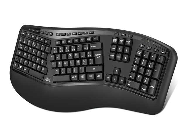Adesso Tru-Form Media 1500CB-FR - keyboard and mouse set - ergonomic keyboard and optical mouse - AZERTY - French Input Device