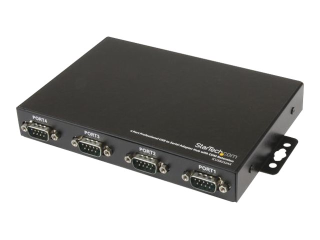 StarTech.com USB to Serial Adapter Hub - 4 Port - Wall Mount - COM Port Retention - Texas Instruments - USB to RS232 Adapter (ICUSB2324X) - serial adapter - USB - RS-232 x 4