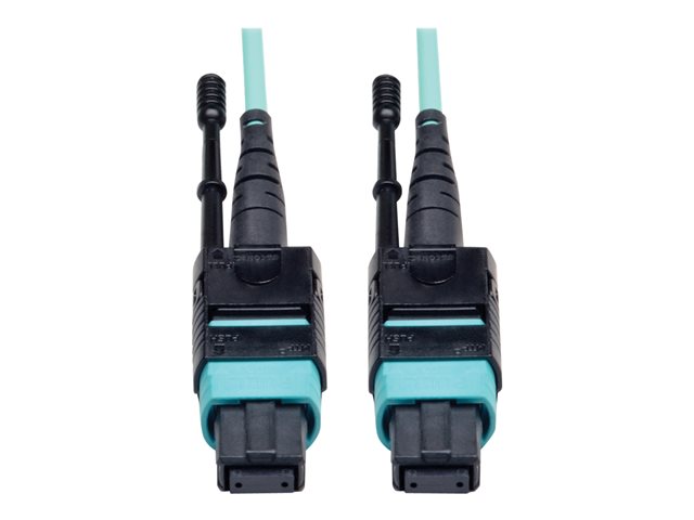 Eaton Tripp Lite Series MTP/MPO Patch Cable with Push/Pull Tabs, 12 Fiber, 40GbE, 40GBASE-SR4, OM3 Plenum-Rated - Aqua, 3M (10 ft.) - patch cable - 3 m - aqua